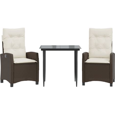 Maison Exclusive - Set comedor de jardín 3 piezas y cojines ratán (1/5)