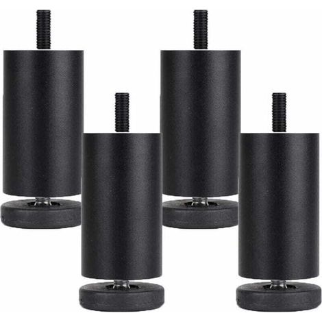 4 Pièces Pieds de Meubles Reglables Pieds de Meubles en Alliage d'aluminium Meubles Jambes Ronde Métal Pattes de Meuble Table Canapé Lit,Noir(10cm) (1/4)