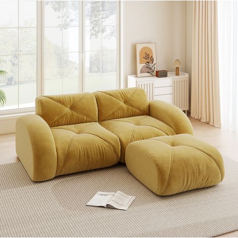 Sofá modular 2 plazas chenilla amarillo OKMYHOME (1/5)