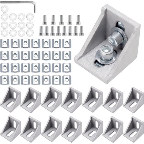 Lot de 15 Équerres Métal pour Profilé Aluminium 40x40 - Connecteurs d'Angle en Aluminium avec Vis M8 - Pour Imprimante 3D, CNC, Bricolage et Construction Meuble (1/5)