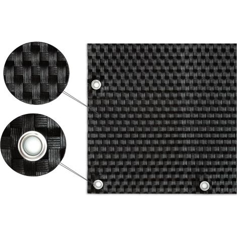 Panel de Ratán para Balcón o Valla (Negro) 100x300 cm
