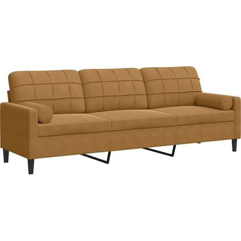 Maison Exclusive - Divano a 3 Posti con Cuscini Marrone 210 cm in Velluto