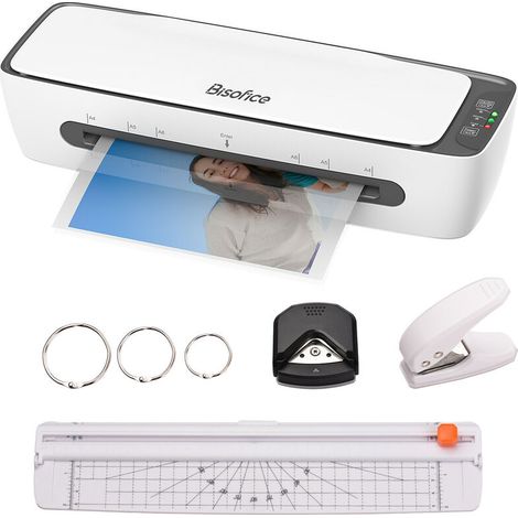 VURAHOME - SL688 Ensemble de machine à plastifier de bureau Taille A4 Multifonctionnel Laminage à chaud et à froid Système à 2 rouleaux Largeur maximale de 22,9 cm avec coupe-papier Coupe-papier Perfo (1/5)