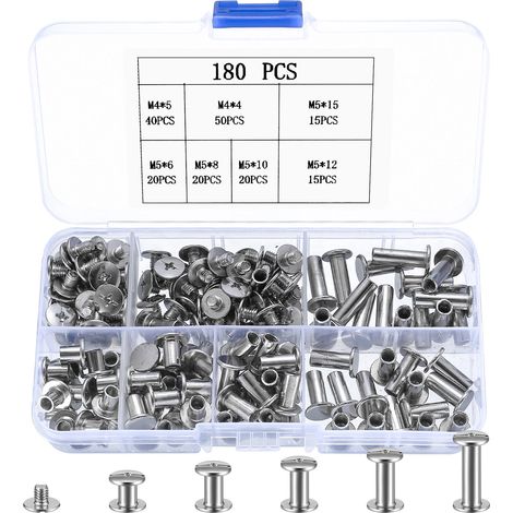 180 Pcs Vis à Chicago Tête Plate Cruciforme, M4 M5 (1/5)