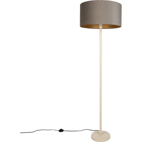 QAZQA Japandi vloerlamp beige met kap taupe en gouden binnenkant (1/5)