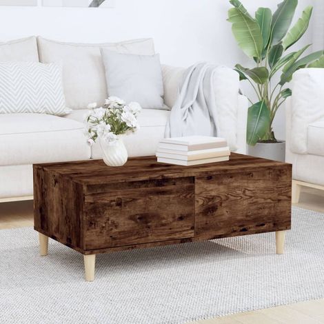 vidaXL Coffee Table Smoked Oak 90x50x36,5 cm Engineered Wood