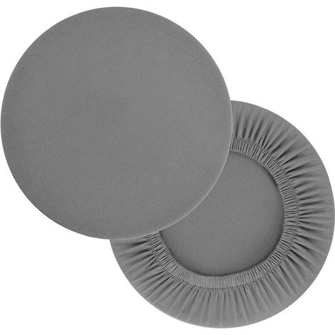 Housses de tabouret rondes - 2 pièces, Tissu élastique doux lavable 30-45cm bureau - Gris (1/5)