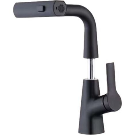 Robinet de cuisine avec douchette, robinet à cuvette en alliage de zinc à démarrage à froid avec bus pivotant, robinet à triple mode de pulvérisation, mitigeur avec douchette extractible, pistolet de