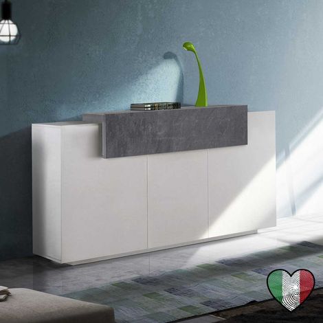 Credenza Moderna 3 ante 1 cassetto - Grigio Piombo - Corona (1/3)