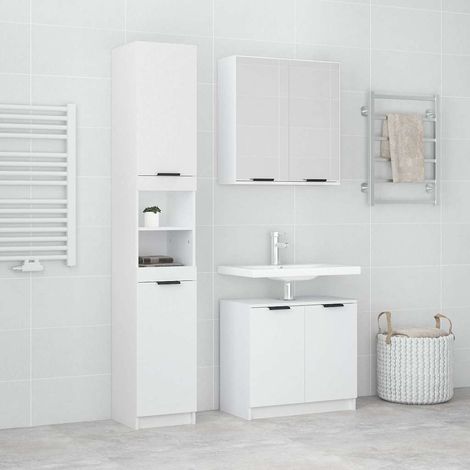 vidaXL Set de muebles de baño 3 piezas madera contrachapada blanco (1/5)
