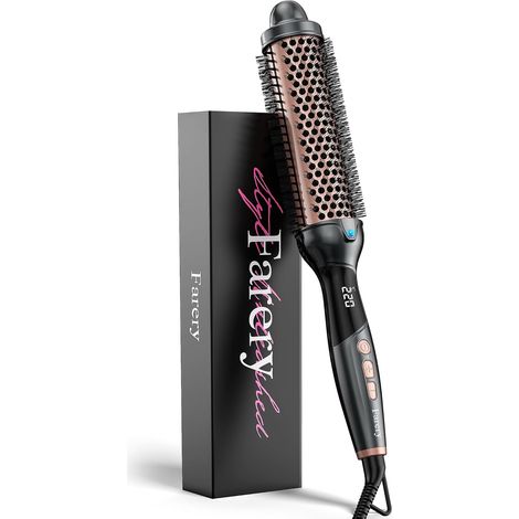 Farery Thermal Brush, mm Thermal Brushing Brush, Tourmaline Ceramic Ionic Heating Brush, Heated Brushing, Digital Display Temperature Hot Brush, Dual Voltage (1/5)
