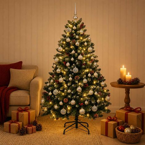 vidaXL Árbol de Navidad artificial verde con bolas 150 cm 150 LED (1/5)