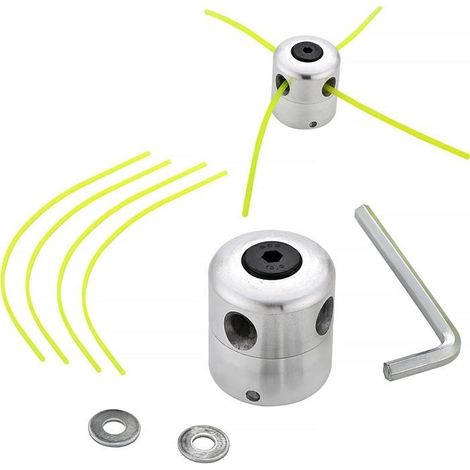 Tête de débroussailleuse universelle en aluminium – bobine double fil nylon Ø2,4 mm compatible M8/M10/M12 (1/4)