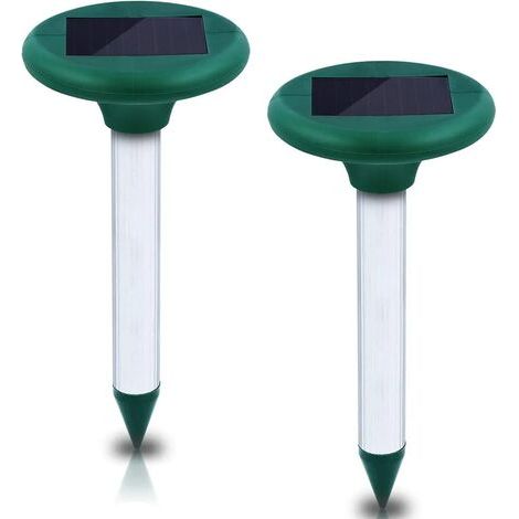 2 x Répulsif Solaire Contre Les Taupes,Solaire Souris Repeller,Repulsif Solaire Serpent,Répulsif Taupe Solaire à Ultrason,Chasse Taupe Solaire Intelligen,pour Pelouse, Jardin,Parasites, Rongeurs Vertd (1/5)