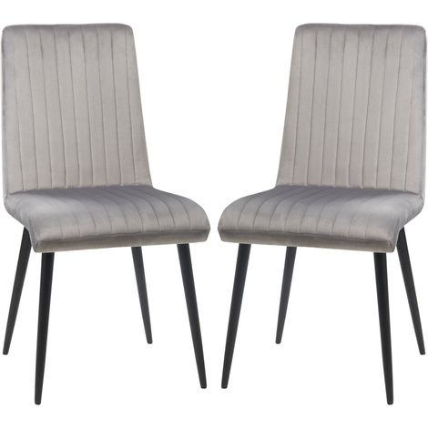 Set 2 Sedie Imbottite 43x58x90 cm in Tessuto Grigio e Nero (1/5)