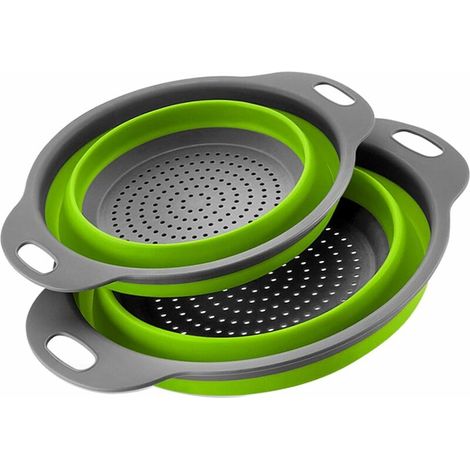 royaluxe -Passoire Pliable 2 Pièces Passoire Pliable Pièces Silicon Passoire Pliable Passoire Cuisine Tidy Pasta Passa (Vert) (1/5)