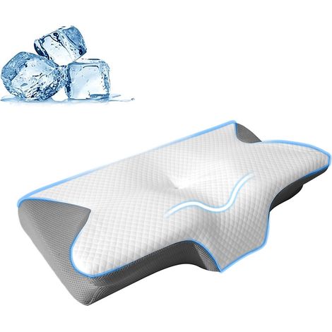 Oreiller cervical ergonomique en mousse à mémoire de forme, pour les personnes dormant sur le dos, le ventre et le côté (gris foncé)-AquaForge (1/4)