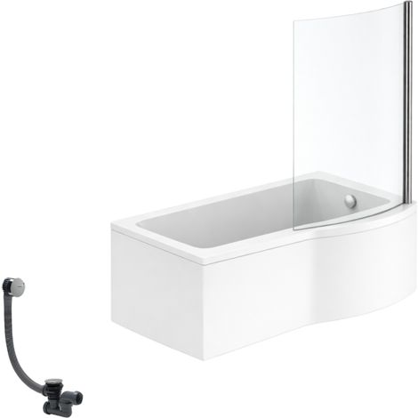 IDEAL STANDARD Connect Air 150 x 80 cm, conjunto para bañera/ducha derecha + delantal + mampara fija + desagüe cromado