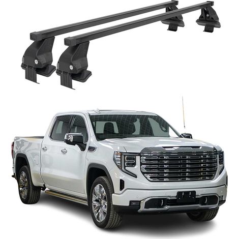 OMAC Dachträger Querträger Stahl für GMC Sierra IV 2019-2026 – Abschließbar – City-Crash-getestet – DIN 75302:2019 – ISO/PAS 11154:2006 – Max. 50 kg Schwarz (1/5)