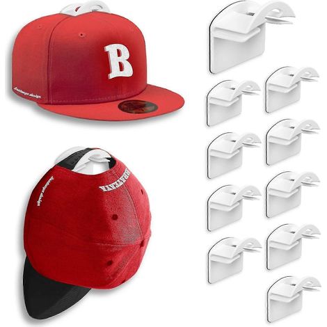 Filiyano-Lot de 10 supports pour casquettes, porte-casquettes de baseball mural, blanc. (1/5)