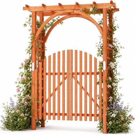 COSTWAY Arco da Giardino in Legno Abete, Pergola per Piante Rampicanti (1/5)