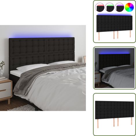 LED Kopfteil Schwarz 180x5x118/128 cm Stoff - LED Kopfteil - Bettkopf - Kopfteil Schwarz - Nachttischlampe - Beleuchtung (1/5)
