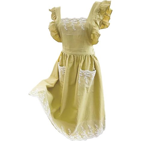Tablier de cuisine - Tablier à bretelles - Tablier en coton - Poches - Tablier de poterie - Tablier de peinture - Sangle de cou ajustable - Jaune clair (1/5)