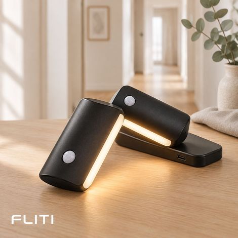 FLITI- Lot de 2 Veilleuses LED Détecteur de Mouvement Rechargeables USB Magnétiques pour Escalier Couloir (1/5)