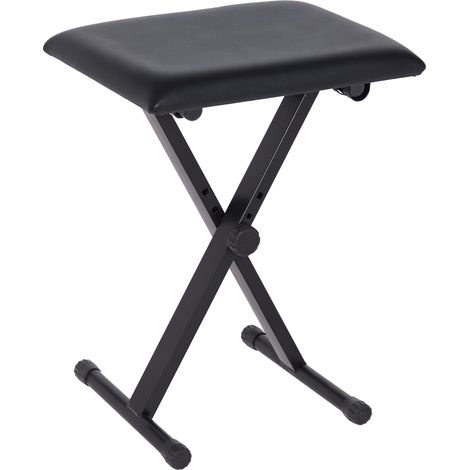 Tabouret piano pliable, banc piano réglable en hauteur de 37 à 47 cm, siège rembourré en PU et pieds en métal antidérapants, charge 100 kg, noir (1/5)