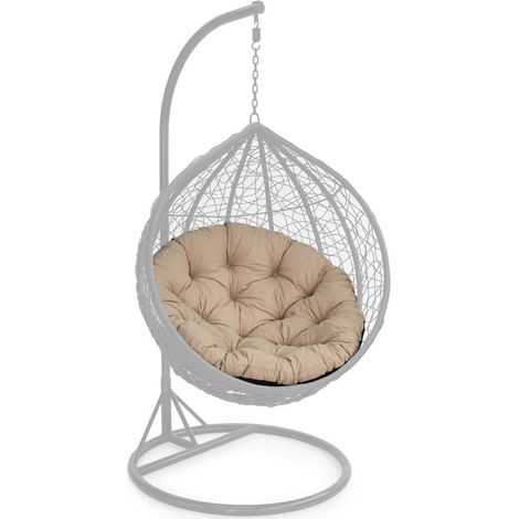 Gardenista - Cuscini per sedia a dondolo sospesa trapuntata per esterni, cuscino a forma di uovo resistente all'acqua per giardino, sedile per altalena rotondo leggero - Pietra (1/4)
