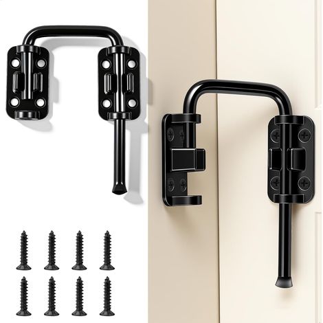 Verrou de porte, verrou de portail extérieur, verrou de porte intérieure et loquet de sécurité multifonctionnel - Loquet battant robuste en métal noir pour portes, armoires, tiroirs