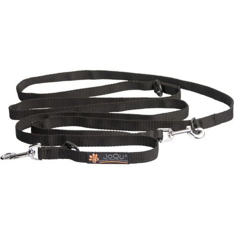 Guinzaglio regolabile JoQu® Classic da 250 cm, nero, per cani di taglia media.