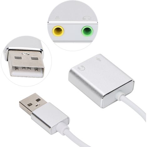 Carte son externe USB 2.0, adaptateur audio virtuel 3D 7.1 canaux, prise jack 3,5 mm pour téléphone, PC et ordinateur portable
