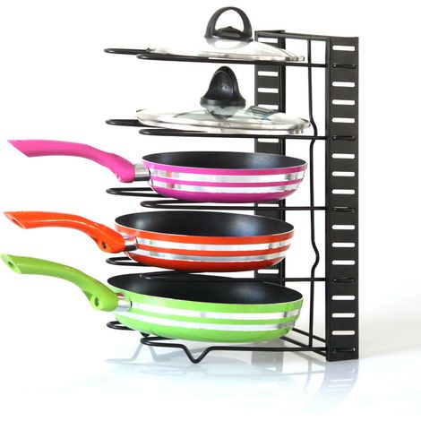 Étagère à casseroles multicouches en fer épais, support de casseroles décoratif pour planche à découper, couvercle de casseroles, 8 niveaux (1/3)
