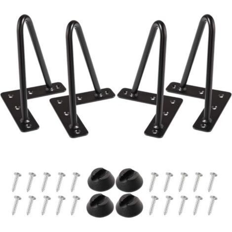 15cm hairpin legs, set of 4, DIY metal table legs ideal for dining tables, desks, modern century style (15cm, Black) (1/5)