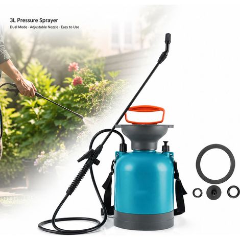 Spruzzatore a pressione da 3 litri - Ugello rotante - Tracolla - Giardino e prato - PP/PE - Grigio/Verde - Valvola di sicurezza - 0,79 galloni (1/5)