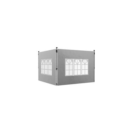 Set aus 2 Seitenwänden für einen 3 x 3 m großen Pavillon, Pavillonwand mit Fenster, 295 x 195 cm, hellgrau
