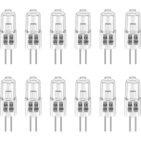 12 Pièces Ampoule Halogène G4 10W 12V Dimmable, Blanc Chaud 2700K 150LM, Lampe à Capsule Transparente G4 pour Hotte, Cuisine, Lustre (1/5)