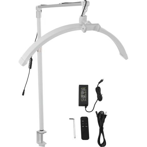 Lampadaire LED 23 pouces en forme de demi-lune, 3200K-5600K, 36W, hauteur réglable, lumière blanche à cils pour tatouage, 100-240V, prise US. (1/5)