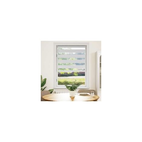 Store enrouleur zébré 100,9 x 175 cm, largeur du tissu 96,7 cm, blanc - Crezuo (1/4)