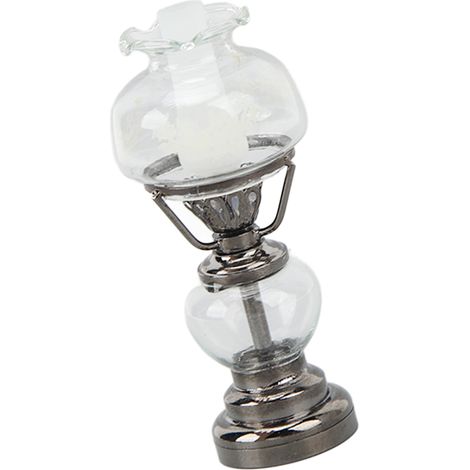 Lampe bougeoir miniature décorative vintage à l'échelle 1/12, fonctionnant à piles, noire (1/5)