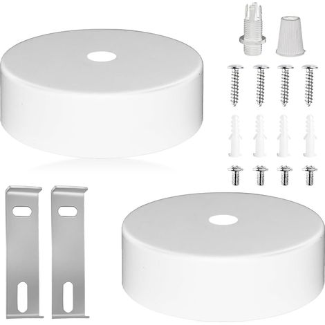 2 Pièces Auvent de Plafond, 80 x 30 mm Rosace Plafond Cache Fil pour Lustre Plafond avec Accessoire D’Installation, Lampe à Baldaquin pour Salon, Couloir, Jardin, Lustre de Cuisine (1/5)