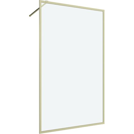 Vente-Unique – Paroi de douche à l'italienne 120x200 cm – Verre trempé 6 mm – Couleur doré – Barre de stabilisation ajustable incluse