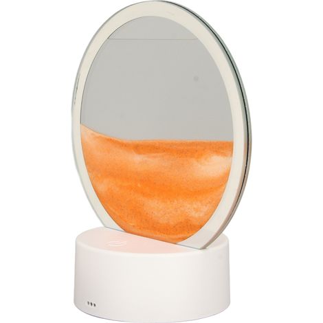 Tableau de sable dynamique sous cadre circulaire en verre transparent 3D, avec éclairage intégré, alimenté par piles ou USB. Convient pour la maison, le bureau ou un café. Jaune. (1/5)