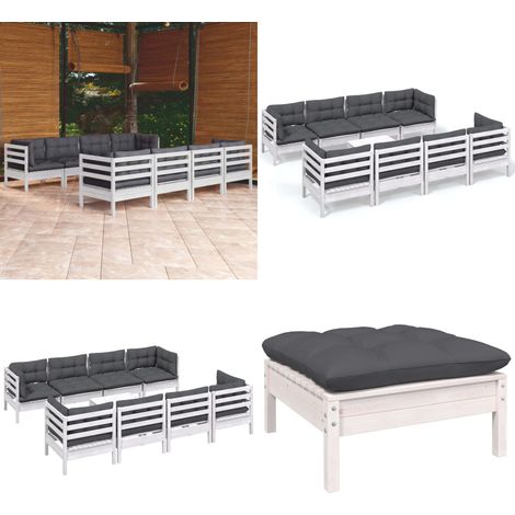 9-tlg. Garten-Lounge-Set mit Kissen Kiefer Massivholz - Garten Lounge Set - Kiefernholzmöbel - Outdoor Möbel - Gartengeräte - Loungemöbel - Home & Living (1/5)