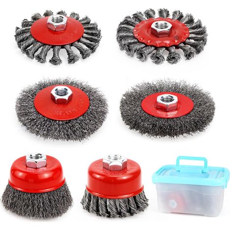 6 Pièces Brosse Métallique pour Perceuse, Brosse Metallique pour Meuleuse, pour Nettoyer, Décalaminer, Rendre Rugueux et Dérouiller, Brosse Métallique Meuleuse (1/5)