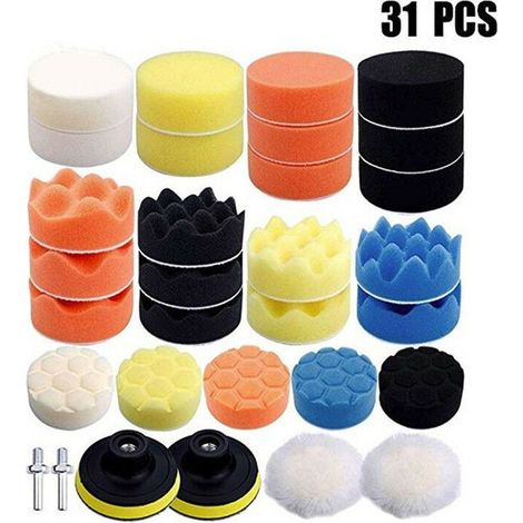 Green Mobility-31 pièces 80mm Polissage Pad Éponge de Polissage Éponge polir Kit pour avec M14 Foret pour Voiture Ponçage Polissage pour RO/DA Double Action polisseuse Polissage (1/5)