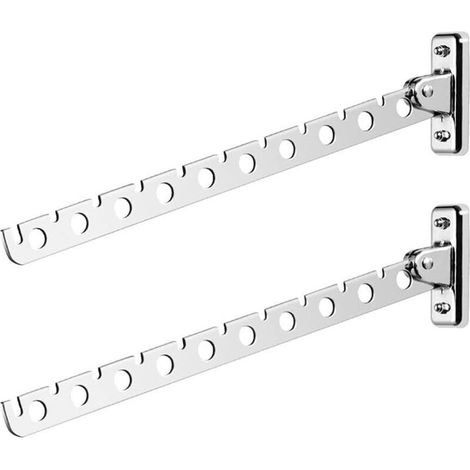 Wall Mounted Clothes Hanger, 2 Pack, Stainless Steel Folding Wall Mounted Clothes Drying Rack, Wall Mounted Clothes Drying Rack, Folding Hook for Bedroom, Living Room, Balcony (37cm) (1/5)
