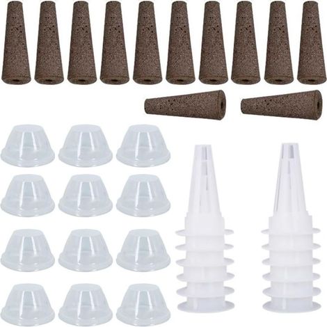 Kit Culture Hydroponique - 12 Unités Avec Éponges Biodégradables Paniers Et Couvercles Dôme PET - Pour Jardin Intérieur Et Balcon - Lot De 12