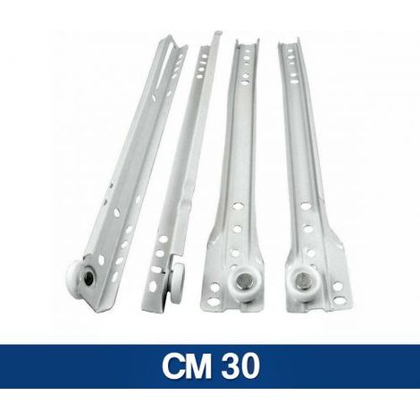 GUIDE GUIDA SCORREVOLE PER CASSETTI MOBILI A RULLO BINARIO BIANCHE (24114V) CM 30 (35736)